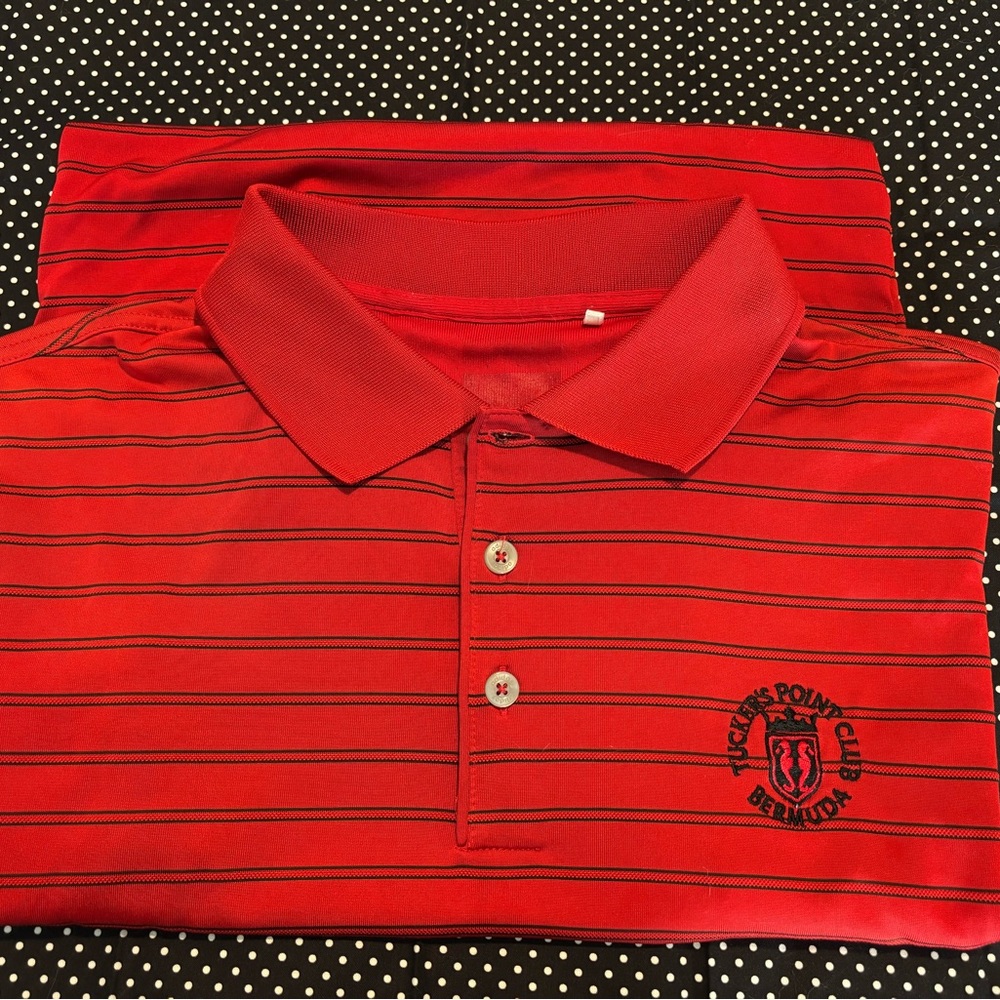 adidas Red Striped Polo Shirt